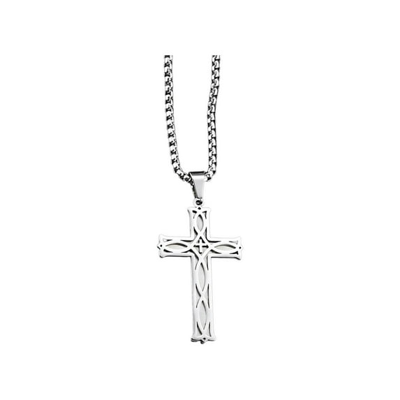 Cheapark Irish Knot Cross Pendant Necklace - Titanium Steel Concise Unique Metal Design, Unisex Daily Wear Gift for Christmas Festive Occasions
