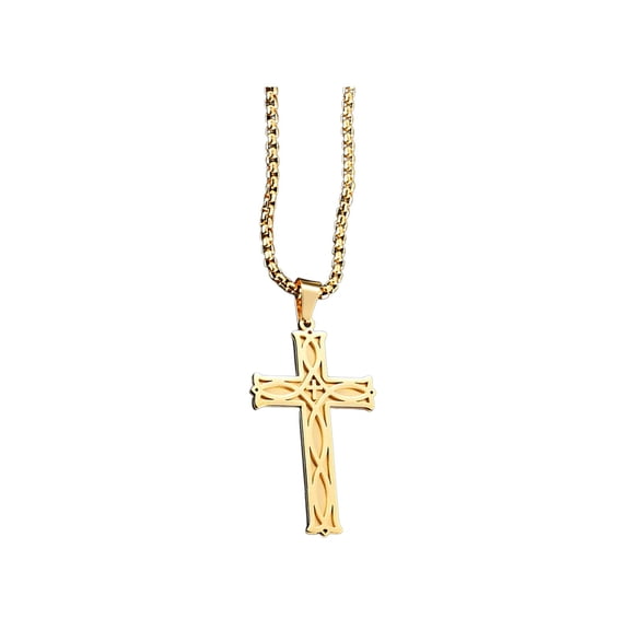 Cheapark Irish Knot Cross Pendant Necklace - Titanium Steel Concise Unique Metal Design, Unisex Daily Wear Gift for Christmas Festive Occasions