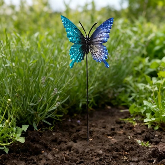 Cheapark Iron Butterfly Yard Stake Metal Art Ground Ornament Weather Resistant Craft for Lawn Courtyard Outdoor Landscape Layout