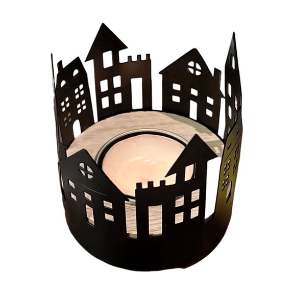 Cheapark Iron Candlestick with Black Houses Decoration for Living Room Dining Room Table Centerpiece