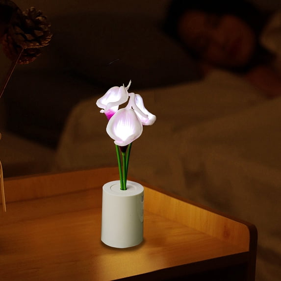 Cheapark LED Floral Night Light Mini Table Lamp Atmosphere Lighting Home Bedroom Desktop Daily Decorative Ornament
