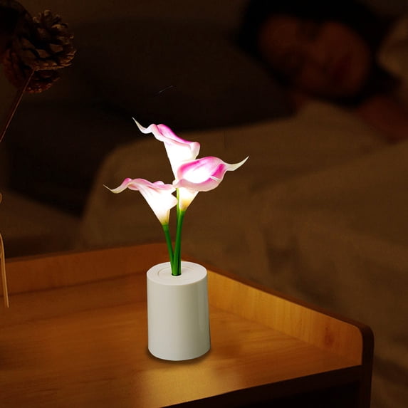 Cheapark LED Floral Night Light Mini Table Lamp Atmosphere Lighting Home Bedroom Desktop Daily Decorative Ornament
