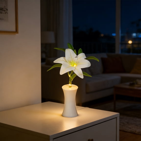Cheapark LED Lily Night Light Mini Table Lamp Atmosphere Lighting Home Bedroom Desktop Daily Holiday Gift Decoration