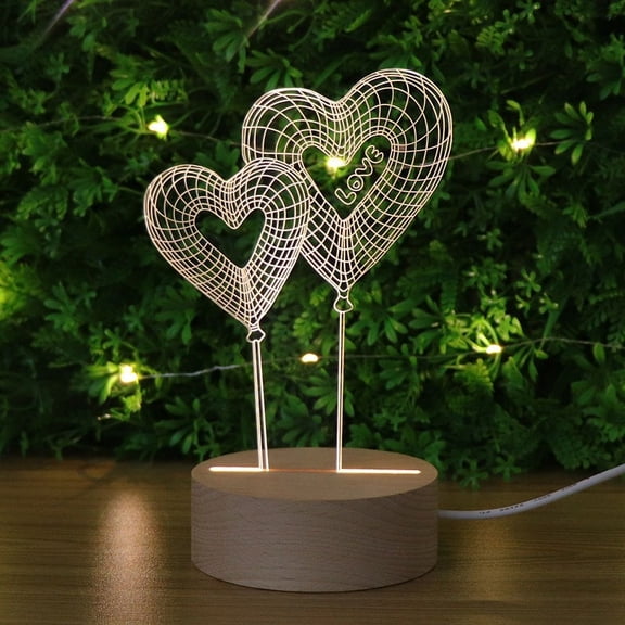 Cheapark LED Night Light with "I You" Optical Design for Bedside Table Lamps in Bedroom, Soft Glow for Ambient Lighting and Gifts