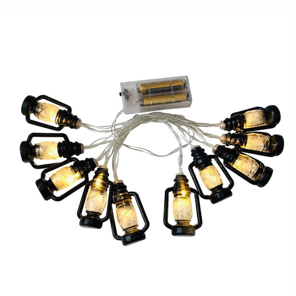 Cheapark LED Ramadan Vintage Lantern String Lights Decorative Lights, Black Battery Operated