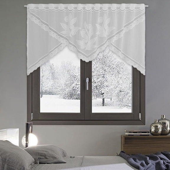 Cheapark Lace Curtain Floral Window Valance 72x40 Inch for Bedroom Living Room Window Elegant Home Interior Decor