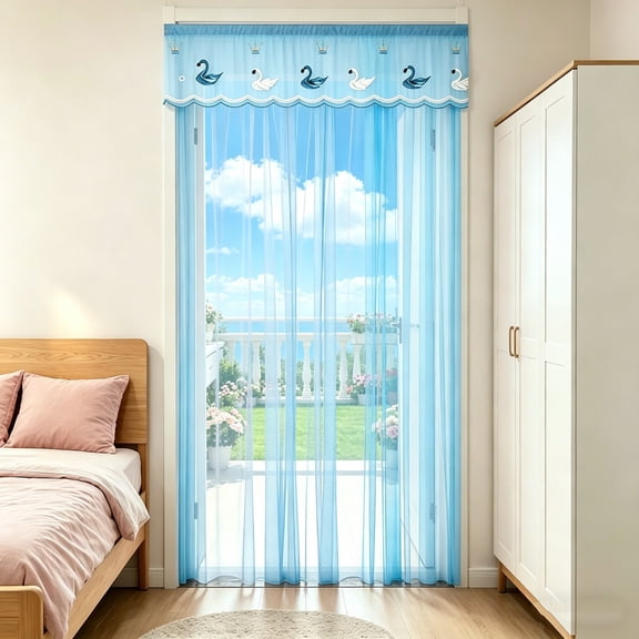 Cheapark Lace Door Curtain Partition Hanging Drape sheer fabric curtain for bedroom bathroom doorway no punch design mosquito proof home interior divider Gift