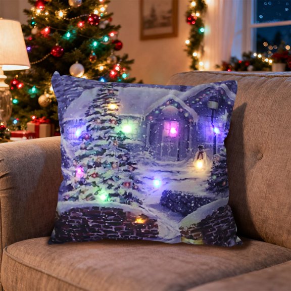 Cheapark Led Light Plush Pillow Cover Dual Mode Light Switch Sofa Cushion Decor Gift