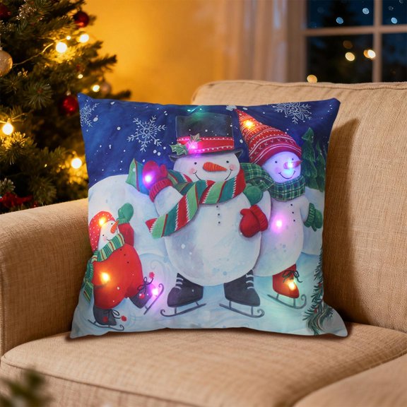 Cheapark Led Light Plush Pillow Cover Dual Mode Light Switch Sofa Cushion Decor Gift