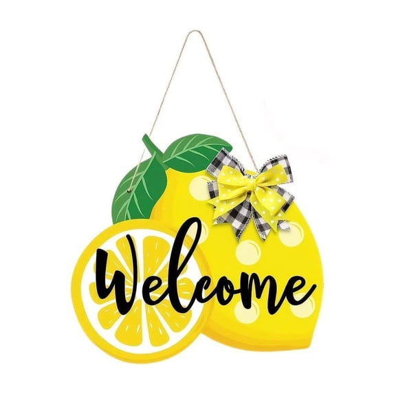 Cheapark Lemon Summer Wreath Welcome Sign Artificial Flowers for Indoor Outdoor Home Garden Party Decor