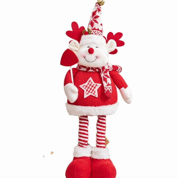 Cheapark Long-Legged Knitted Santa Claus Doll - Ski Outfit & Sweater Design, Festive Window Decoration for Christmas