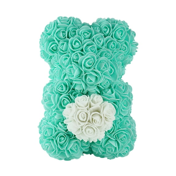 Cheapark Luxury Rose Bear Plush with Faux Flowers 12 Inches Tall Gift Holding Heart for Valentines Day Gift Romantic Home Decor Keep