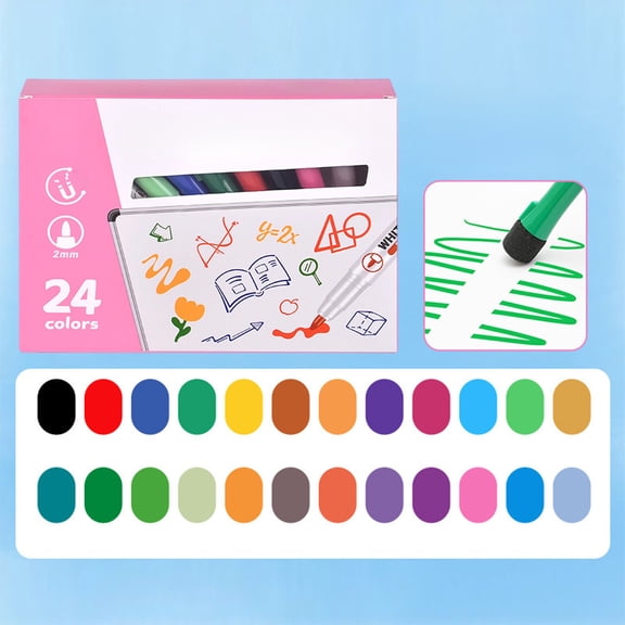 Cheapark Magnetic Whiteboard Pen 24pcs Set Writing Pen for Home Office Whiteboard Daily Drawing Supply