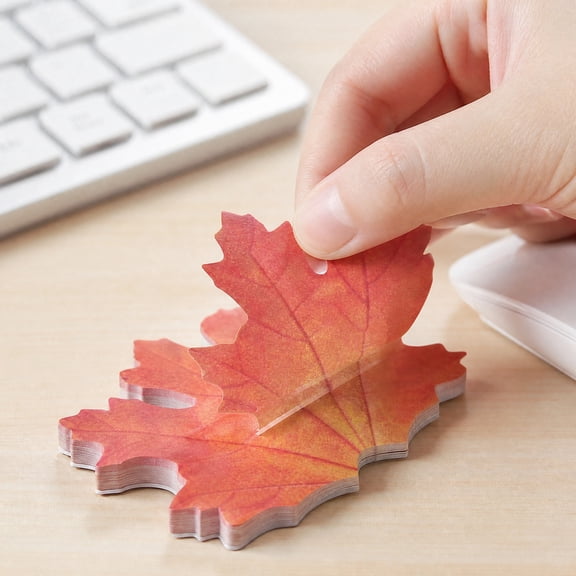Cheapark Maple Leaf Shaped Sticky Notes 25 Sheets, Fall Thanksgiving Themed Memo Pads, Self Adhesive Page Markers Office Home Supplies Gift