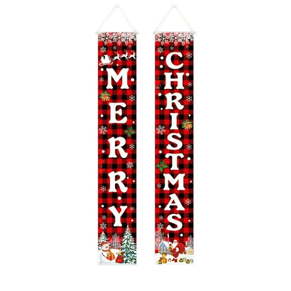 Cheapark Merry Christmas Banner Decor - Festive Porch Door Sign, Durable Welcome Banner for Wall Home Indoor Outdoor Christmas Party Celebrations