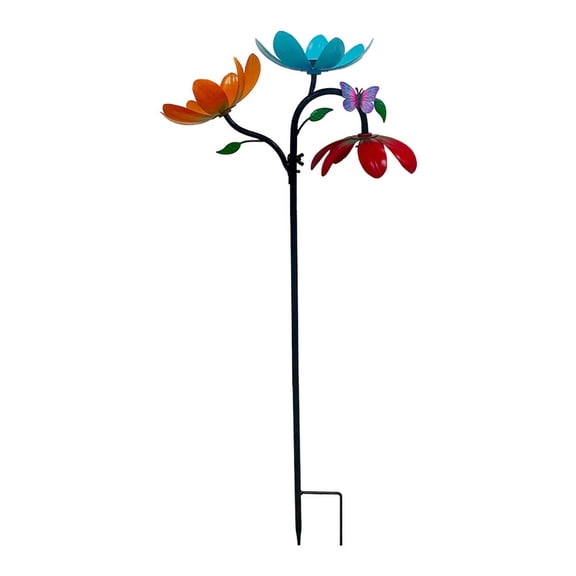 Cheapark Metal Flower Wind Spinner Wrought Iron Pinwheel for Outdoor Garden Yard Lawn Patio Landscape Rust Proof Decorative Yard Stake Gift