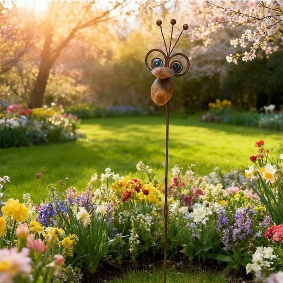 Cheapark Metal Garden Stake Bird Sculpture Vintage Outdoor Statue Set For Yard Flower Bed Patio Spring Summer Landscape Household Decor