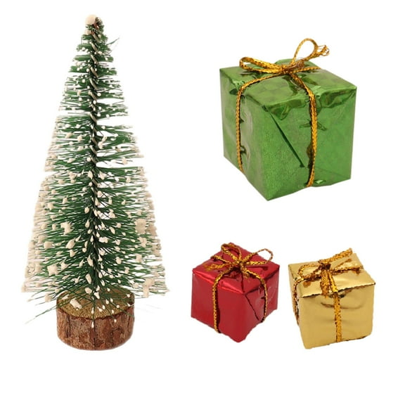 Cheapark Mini Christmas Tree Ornaments Set Miniature Holiday Scene Decoration