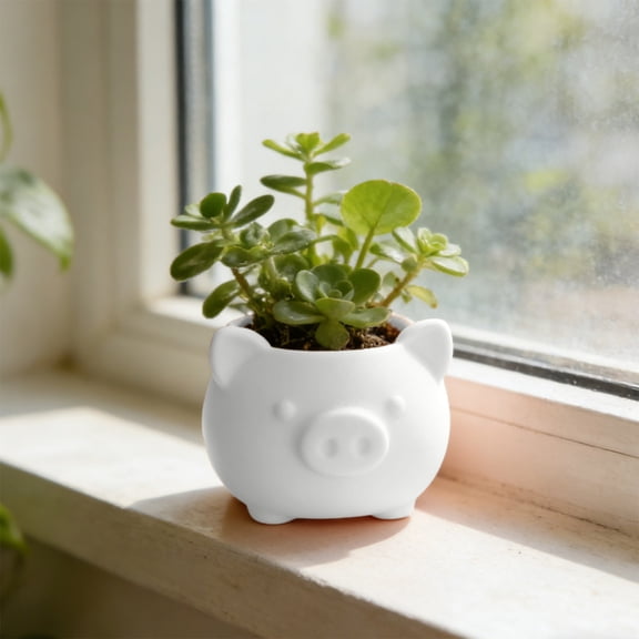 Cheapark Mini Pig Shaped Planter Pot, Indoor Desk Windowsill Home Office Decor for Fall Holiday & Daily Planting Styling, 2.2×2.2×1.8in, 1 Pack