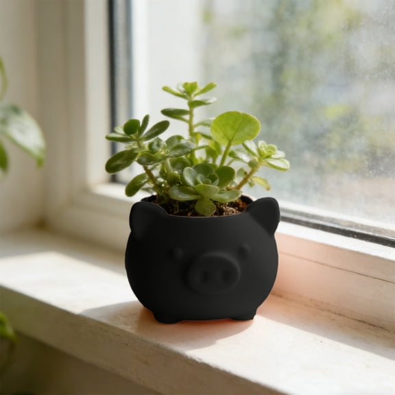 Cheapark Mini Pig Shaped Planter Pot, Indoor Desk Windowsill Home Office Decor for Fall Holiday & Daily Planting Styling, 2.2×2.2×1.8in, 1 Pack