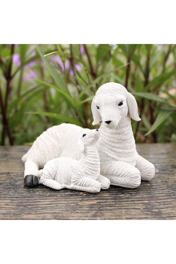 Mother And Child Lamb Figurine Resin Sculpture For Mother's Day Home Tabletop Decor Gift