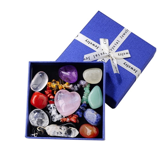Cheapark Natural Crystal Stone Set Raw Rough Stone Rolling Crystal Multicolor Healing Kit for Home Desk Decor Collection