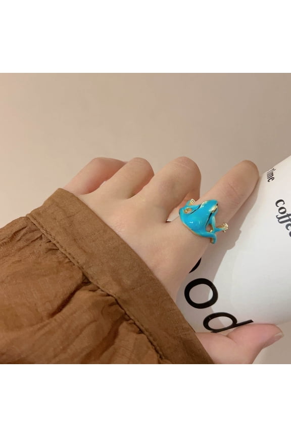 Novelty Whimsical Frog Designed Finger Ring For Daily Casual Outfit Accessory Gift