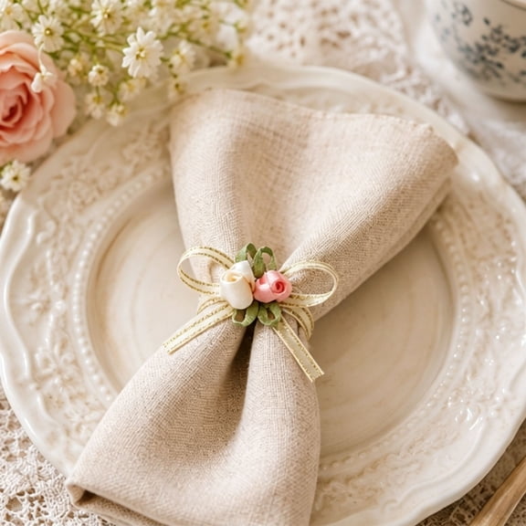 Cheapark Pack Of 20 Rose Bud Fabric Bow Embellishment For Gift Box And Wedding Arrangement Gift