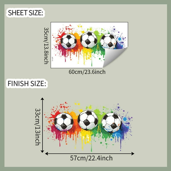 Cheapark Painted Soccer Pattern Wall Stickers Decorative Decals For Bedroom Living Room Wall Beautification Interior Decoration