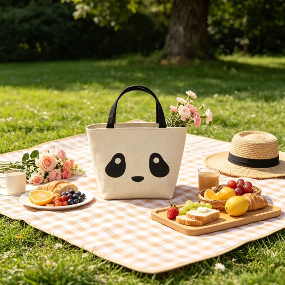 Cheapark Panda Pattern Lunch Bag Portable Food Storage Pouch Gift