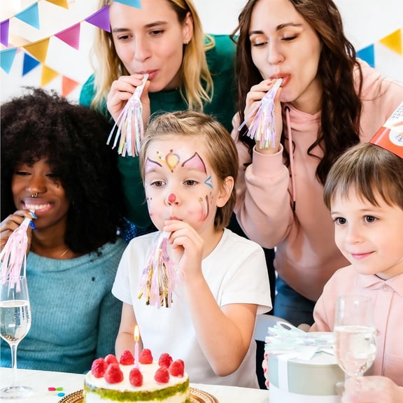 Cheapark Party Blowout Whistle Set With Six Pieces Per Pack In Mixed Tassel Hues Ten Packs Gift