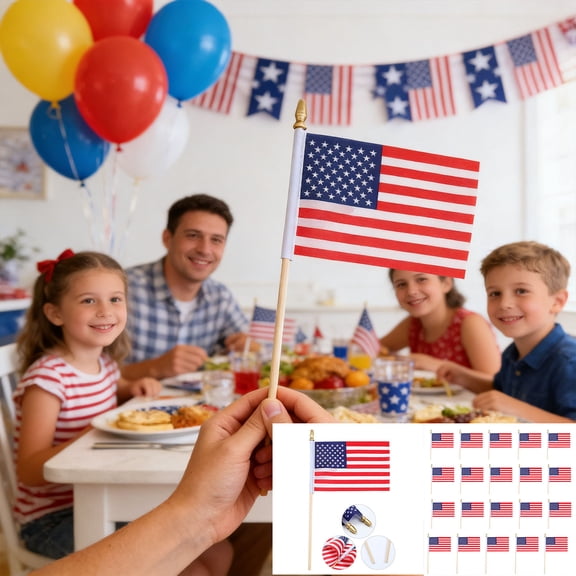 Cheapark Patriotic Hand Held Flag Independence Day Colorful Pennant 20 Pieces for July 4th Event Outdoor Gathering National Festival Celebration Decor