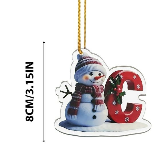 Cheapark Personalised Christmas Letter Ornaments 2025 with Deer Pendant - Wooden Table Decoration and Baubles for Festive Holiday Season