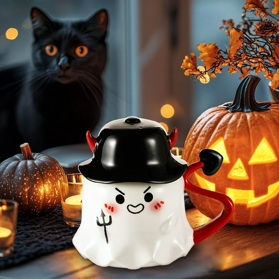 Cheapark Personalized Customized Ghost Mug 11oz Spooky Halloween Novelty Ceramic Coffee Cup With Handle For Holiday Gift