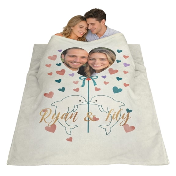 Cheapark Personalized Photo Blanket For Couples Thick Winter Warm Blanket Custom Picture Name Rectangular Valentines Day Anniversary Gift