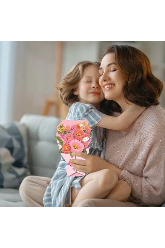 Pink Mother's Day Greeting Card Elegant Paper Blessing Card For Mom Gift Message Note Gift