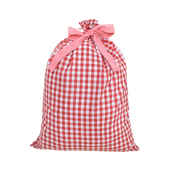 Cheapark Plaid Cloth Bundle Pocket Christmas Gift Bag - Easy-Pull Drawstring Design, Cute Candy Storage & Festive Decor for Home, Party & Gifting