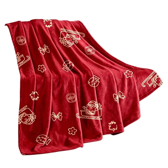 Cheapark Plush Christmas Themed Decorative Throw Blanket, Soft Multipurpose Holiday Blanket for Sofa Couch Bed Use, Cozy Home Living Room Accent for Christmas Seasonal Decor Gift