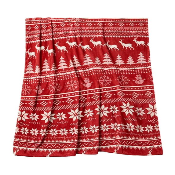 Cheapark Plush Christmas Themed Decorative Throw Blanket, Soft Multipurpose Holiday Blanket for Sofa Couch Bed Use, Cozy Home Living Room Accent for Christmas Seasonal Decor Gift