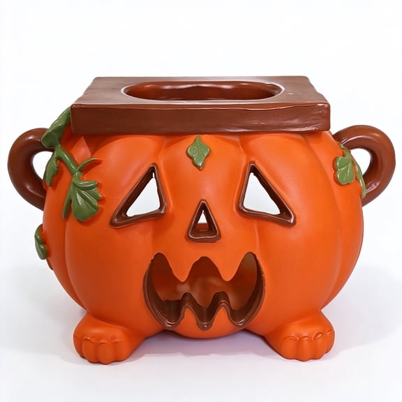 Cheapark Pumpkin Shaped Tissue Box Cover Decorative Storage Holder for Bathroom Bedroom Living Room Mantel Halloween Household Seasonal Tabletop Accessory Decor Gift
