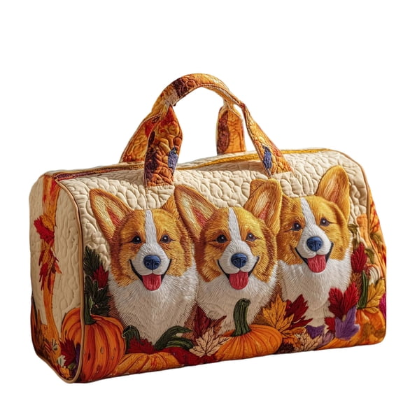 Cheapark Puppy Quilted Travel Tote Bag Portable Embroidered Lightweight Bag for Pet Supplies Travel and Daily Use