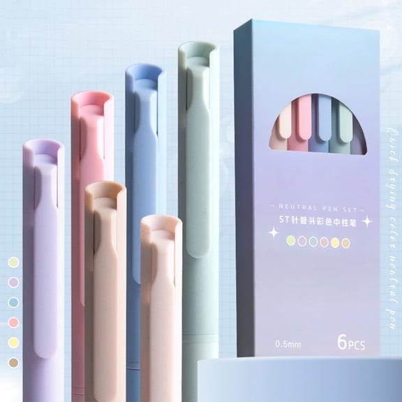Cheapark Quick Dry Retractable Gel Ink Pens In Assorted Shades Set Of 6 Pieces Gift