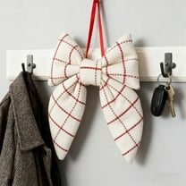 Cheapark Red & White Checkered Christmas Bow Decoration - Classic Pattern Vibrant Design, Versatile Hanging/Table Decor for Christmas Tree Window Holiday