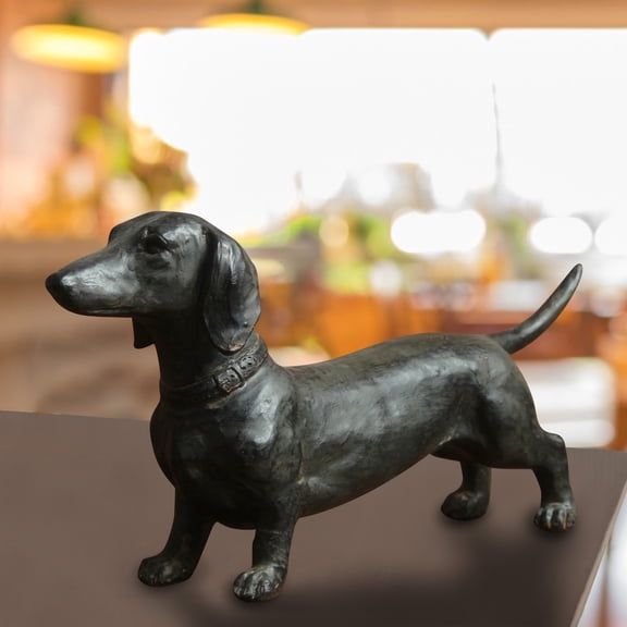 Cheapark Resin Dachshund Statue Decorative Dog Figurine Ornament Vintage Style Collectible Craft For Home Desktop Interior Decoration