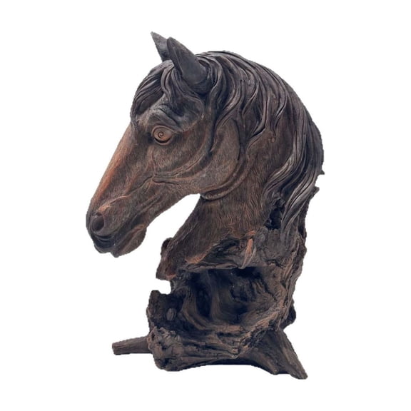 Cheapark Resin Horse Head Sculpture Decorative Tabletop Statue Vintage Home Decor for Living Room Shelf