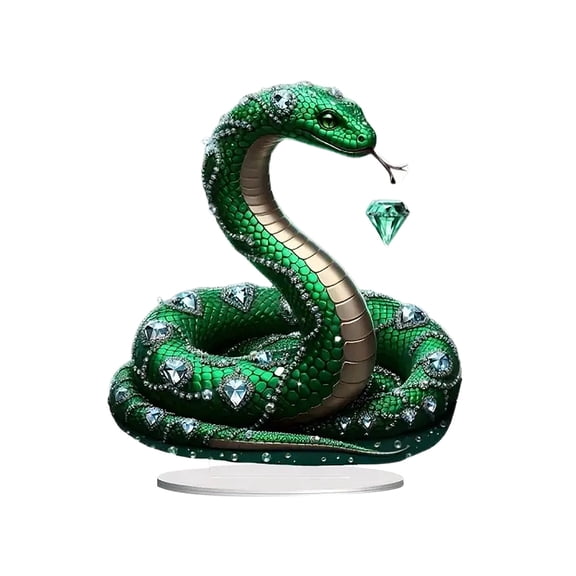 Cheapark Rhinestone Snake Acrylic Figurine Crystal Accent Snake Decor for Desk Shelf Home Office Window Decor
