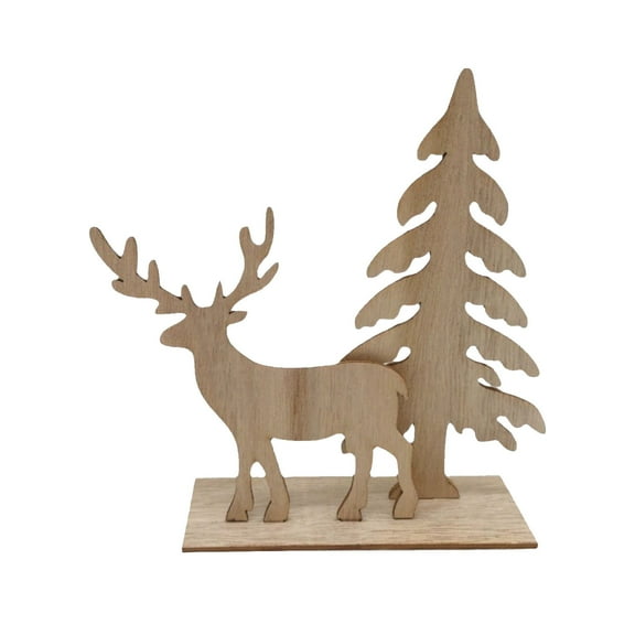 Cheapark Rustic Wooden Christmas Deer Ornament - Handcrafted Decor, Festive Accent for Christmas Trees Home Indoor Holiday Ambiance