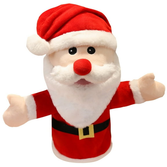 Cheapark Santa Claus Hand Puppet with Deer Dolls Funny Christmas Character Stuffed Toy for Holiday Fun and Festive Decor Family Entertainment