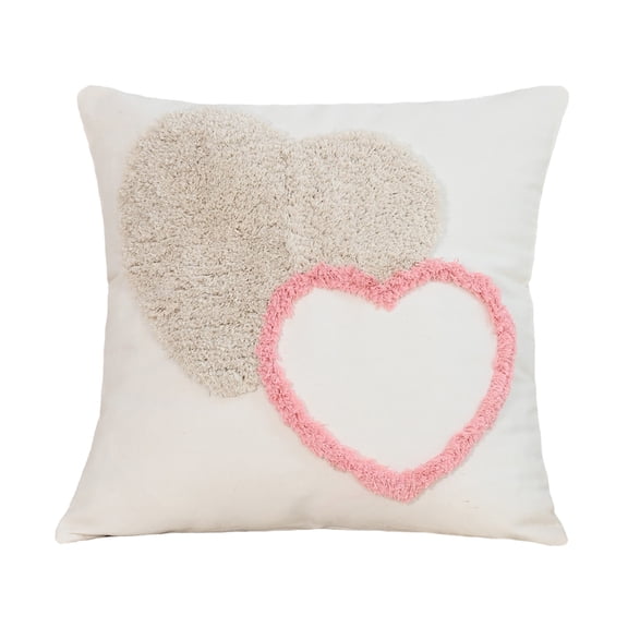 Cheapark Scandinavian Style Velvet Heart Pillow Cover 18x18 Inches With 3D Embroidery Valentines Day Gift For Couples Sofa Bedroom Home Decoration Set of 2