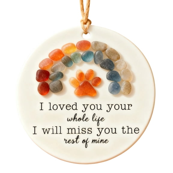 Cheapark Sea Glass Dog Rainbows Bridge Ornament - Pet Memorial Design, Handcrafted Sea Glass Look, Ideal for Christmas Tree & Pet Lover Holiday Decor